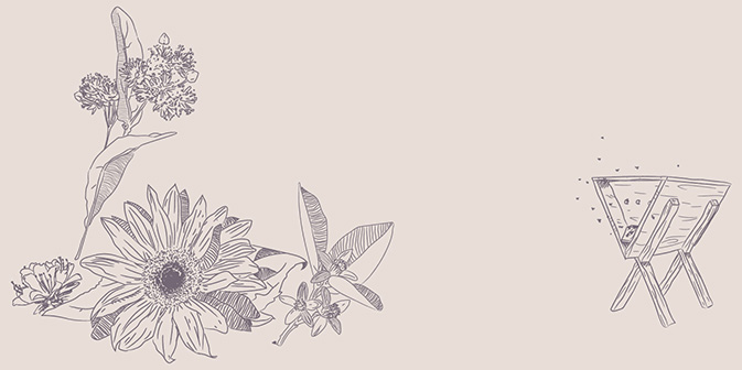 illustrated hives and flowers
